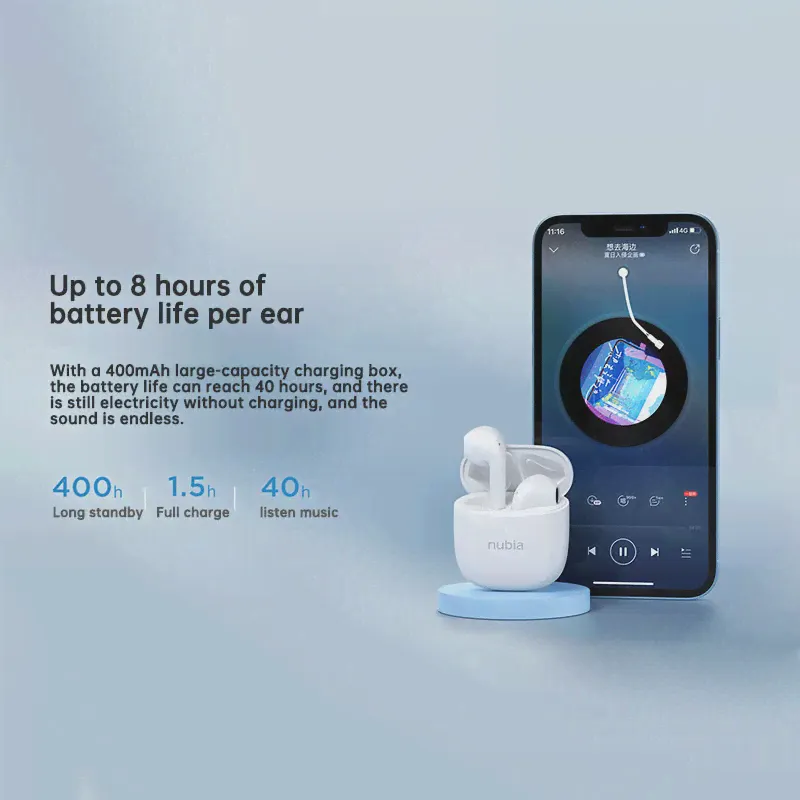 Игровые наушники Nubia C1 TWS, беспроводные наушники Bluetooth 5,3 Nubia Neosound C1 TWS, 60 мс, ультра низкая задержка, 40 часов заряда батареи IPX4 (art.: 3920bb6550841)-1
