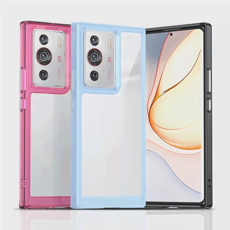 для ZTE nubia Z40S Z40 Pro Gravity Edition Чехол Прозрачная Акриловая Задняя Крышка Мягкий Бампер Гибкие Кнопки С Покрытием Чехол для телефона В виде Ракушки-0