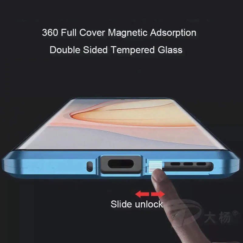 🛍 360 полностью Магнитный чехол для ZTE Nubia Z40 Pro, металлический защитный чехол для камеры, стеклянный чехол, алюминиевый бампер для Nubia Z40 Pro Чехол для телефона, чехол-2
