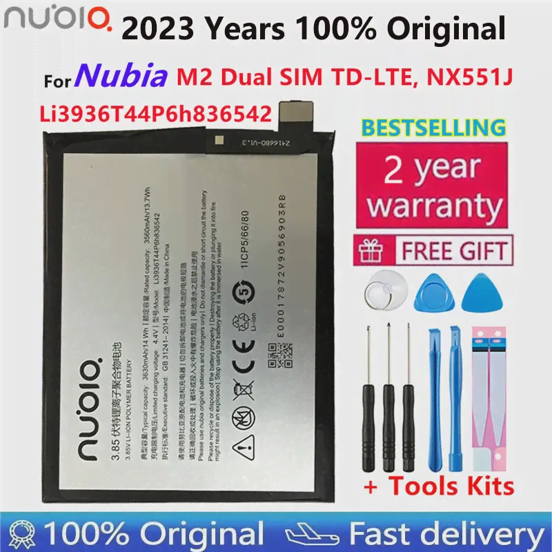 Оригинальный LI3936T44P6H836542 3630MAH Аккумулятор для ZTE/NUBIA NUBIA M2, NUBIA M2 Dual SIM, Nubia M2 Dual Sim TD-LTE, батарея NX551J-0