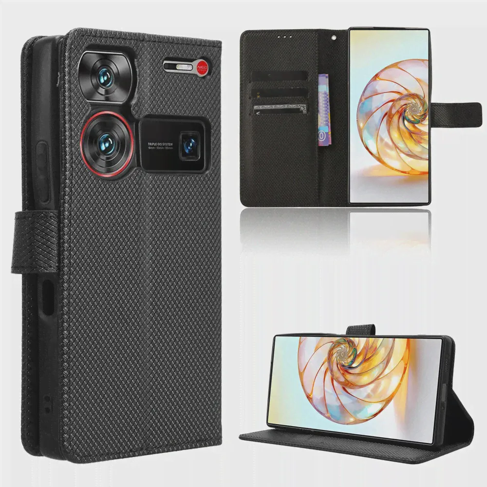 2024 Чехол для Для ZTE nubia Z60 Ультра Роскошный Флип-кошелек с Ромбовидным Узором Из Искусственной Кожи и Подставкой Для ZTE Nubia Z60Ultra Phon-0