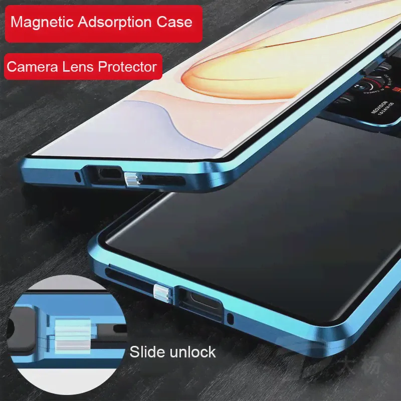 🛍 360 полностью Магнитный чехол для ZTE Nubia Z40 Pro, металлический защитный чехол для камеры, стеклянный чехол, алюминиевый бампер для Nubia Z40 Pro Чехол для телефона, чехол-1